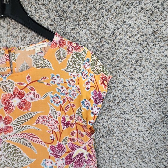 Christian Siriano Top Womens‎ Medium Floral Print Lightweight Flutter Sleeve - Picture 2 of 7